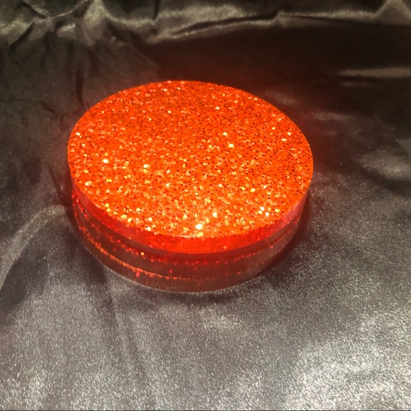 Red Glitter Coaster Set Resin Glam For Home Decor or Holiday / Christmas - Picture 14 of 17
